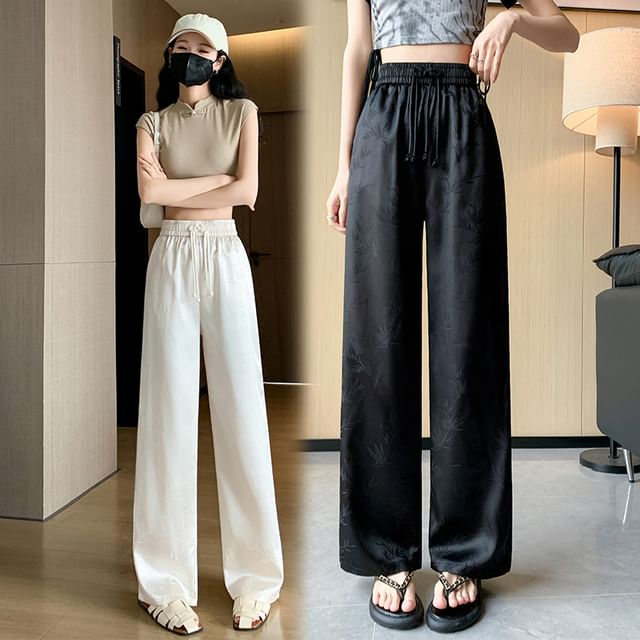 Leg Jacquard Designs) Wide Waist Bamboo High Pants (Various