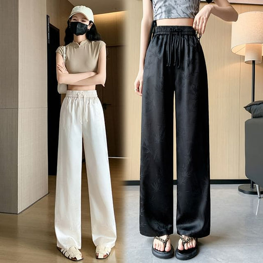Leg Jacquard Designs) Wide Waist Bamboo High Pants (Various