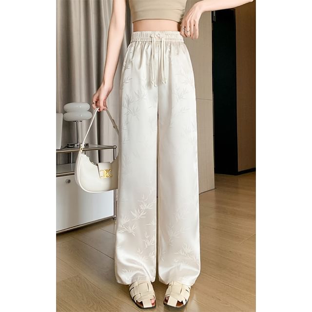 Leg Jacquard Designs) Wide Waist Bamboo High Pants (Various