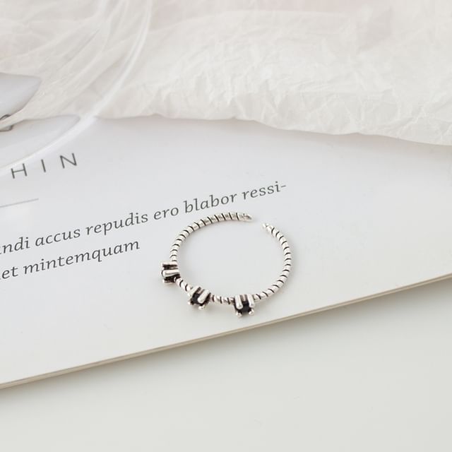 / Rhinestone Open Ring Set Flower