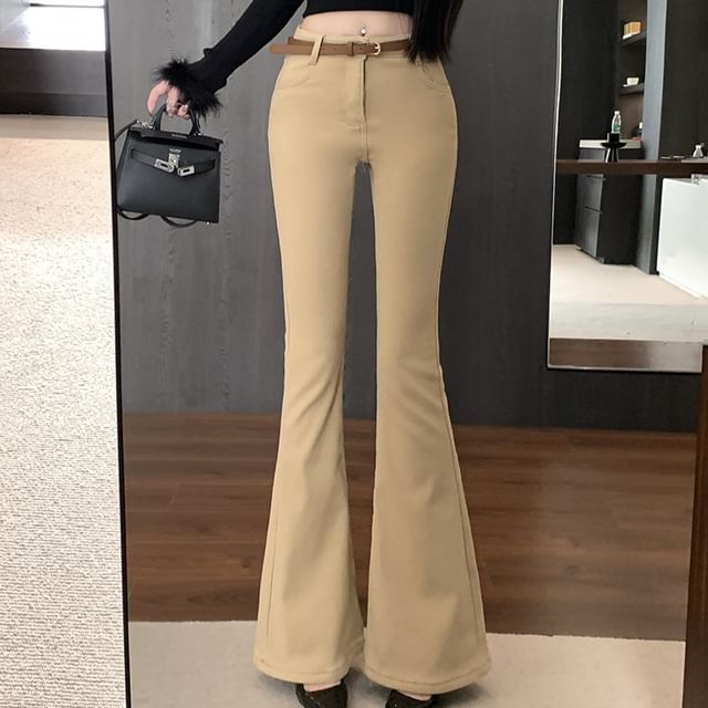 Pants Flared Plain High Waist
