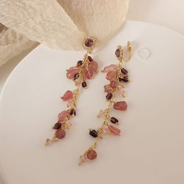 Beaded / Earring On Drop Rhinestone Clip