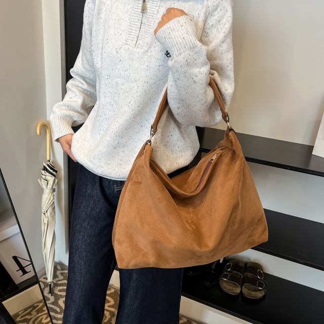 Tote Suede Bag Faux Plain
