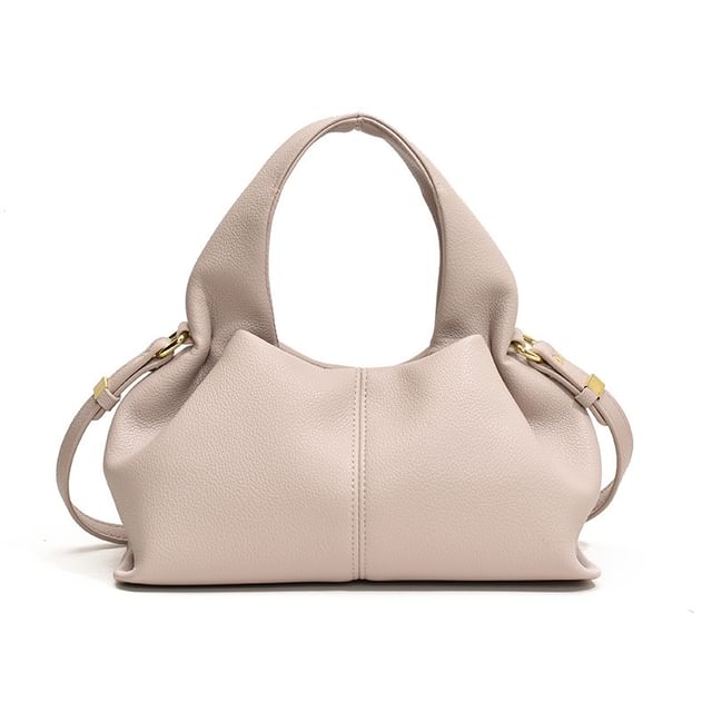 Plain Faux Leather Bag Handle Crossbody Top