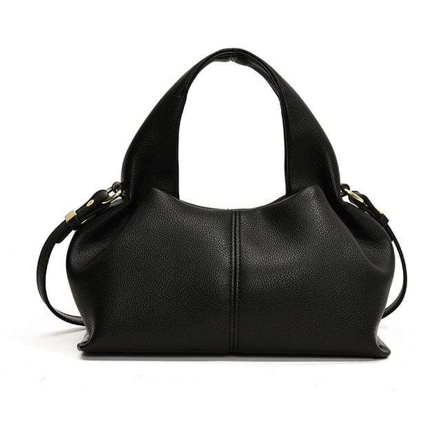 Plain Faux Leather Bag Handle Crossbody Top