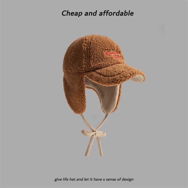 Embroidered Lettering Cap Earflap Baseball