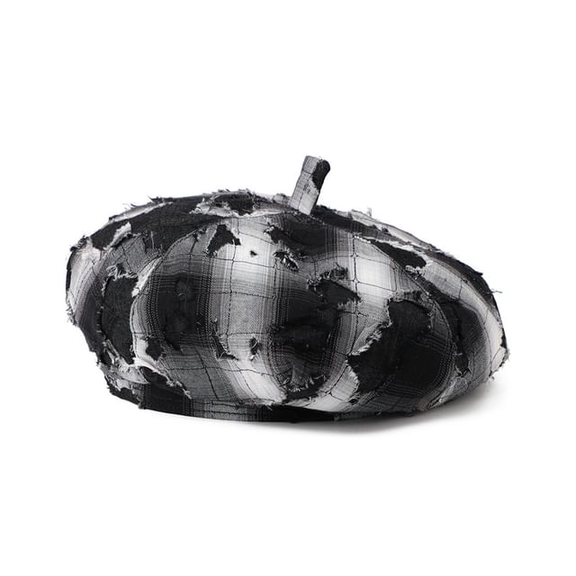 Beret Plaid Distressed