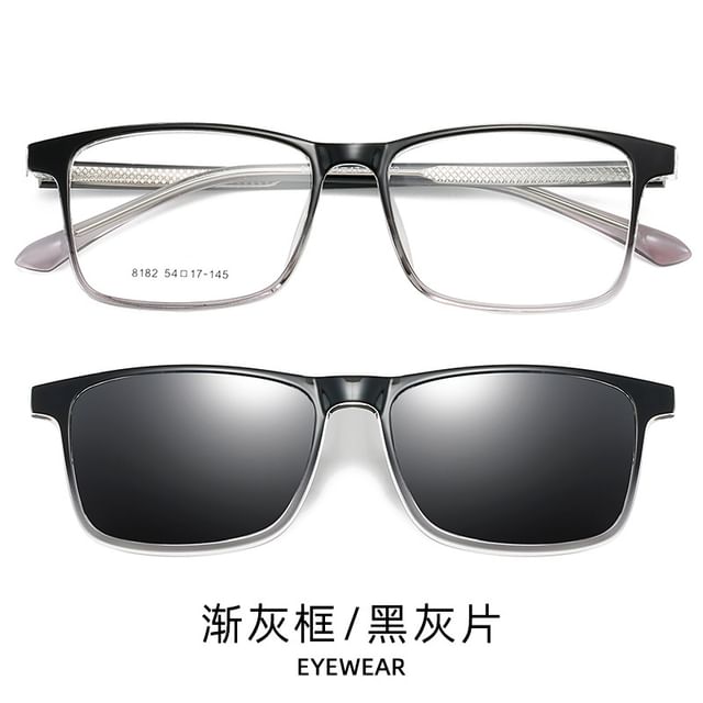 Square Sunglasses Glasses On with Clip