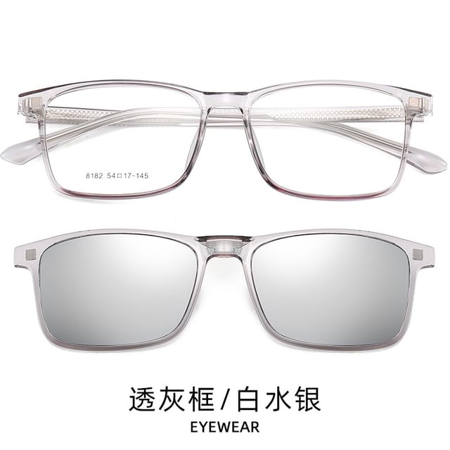 Square Sunglasses Glasses On with Clip