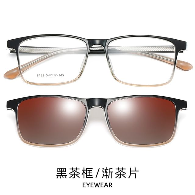 Square Sunglasses Glasses On with Clip