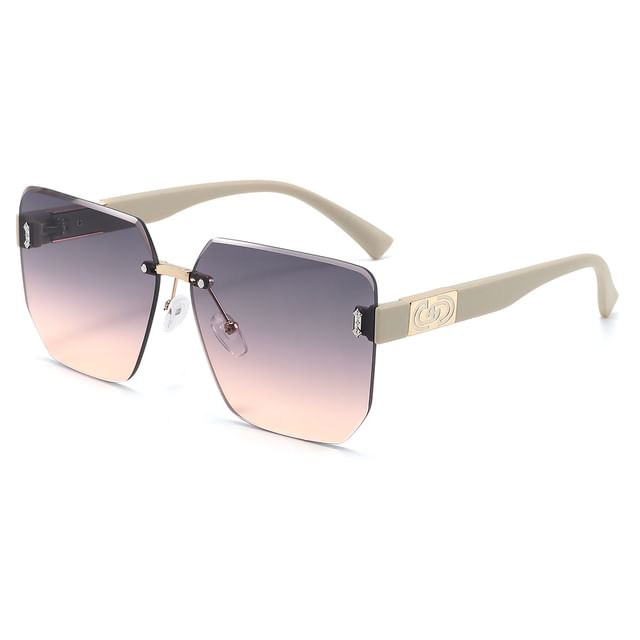 Rimless Sunglasses Oversized Geometric