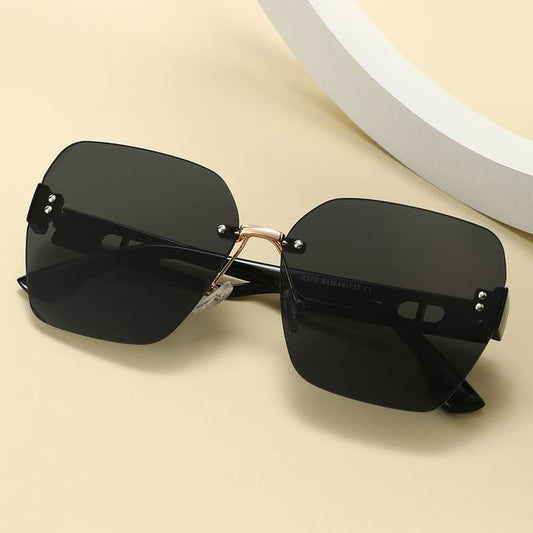 Rimless Geometric Oversized Sunglasses