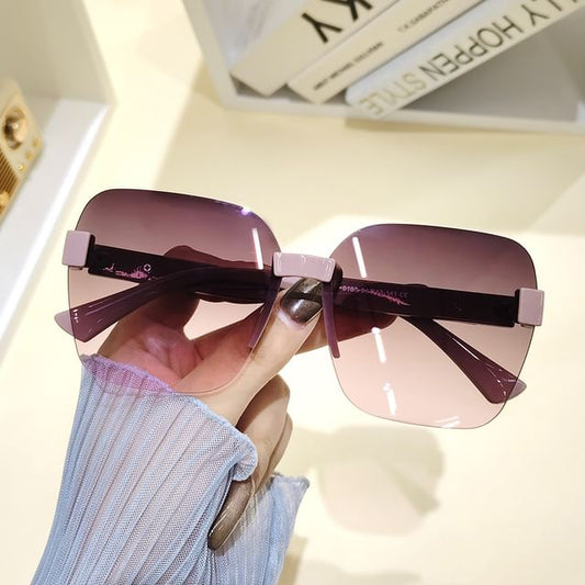 Oversized Geometric Rimless Sunglasses