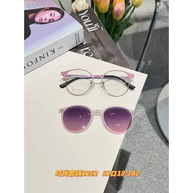 Glasses Sunglasses Metal On With Clip Round