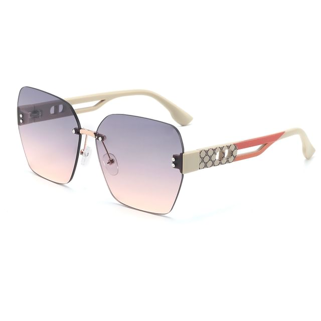 Rimless Geometric Oversized Sunglasses