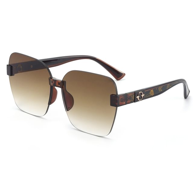 Oversized Geometric Rimless Sunglasses