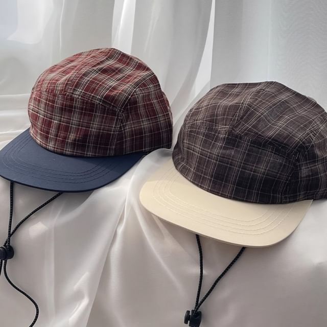 Plaid Baseball Cap Drawstring