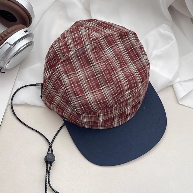 Plaid Baseball Cap Drawstring