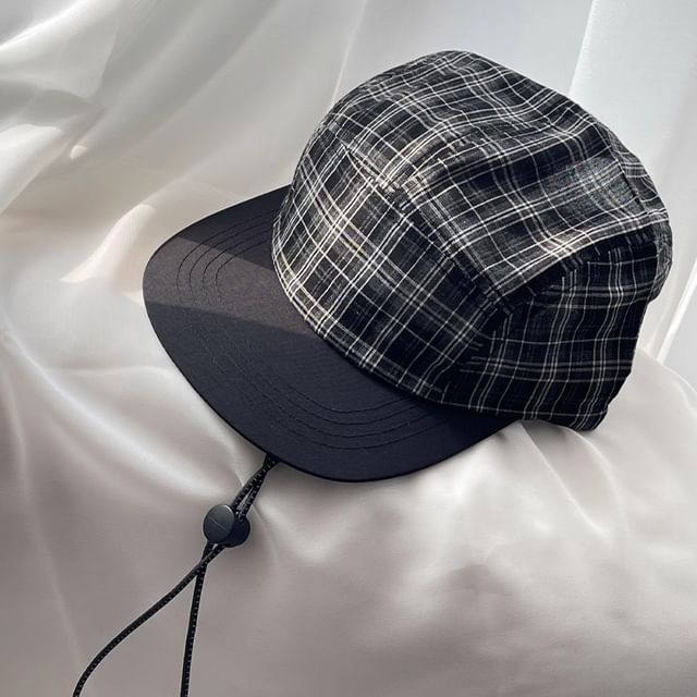 Plaid Baseball Cap Drawstring