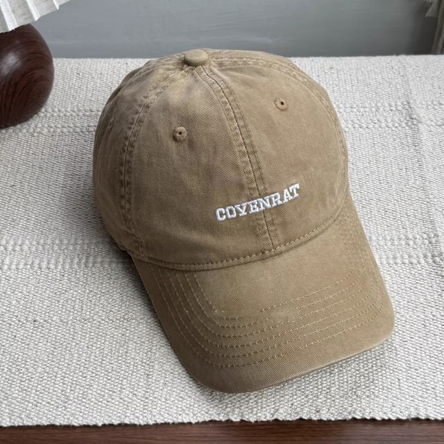 Washed Lettering Cap Baseball Embroidered