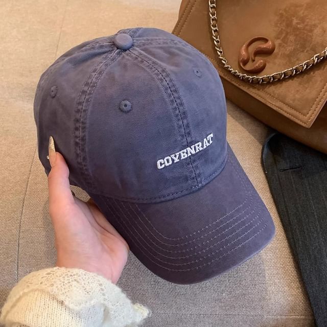 Washed Lettering Cap Baseball Embroidered