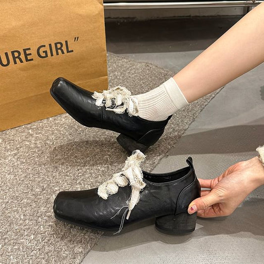 Lace-Ups Block Plain Heel