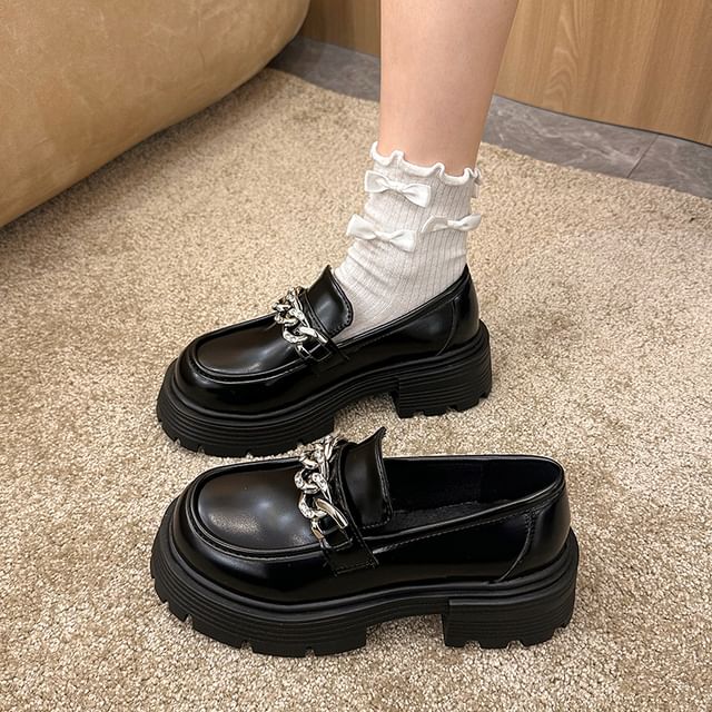 Loafers Chain Platform Accent Plain