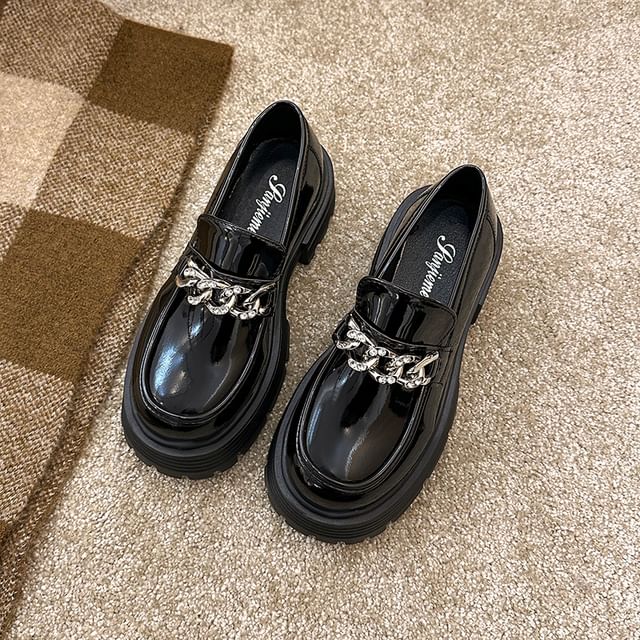 Loafers Chain Platform Accent Plain
