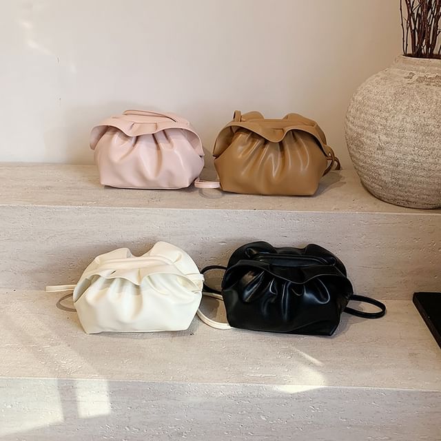 Leather Ruched Crossbody Bag Faux