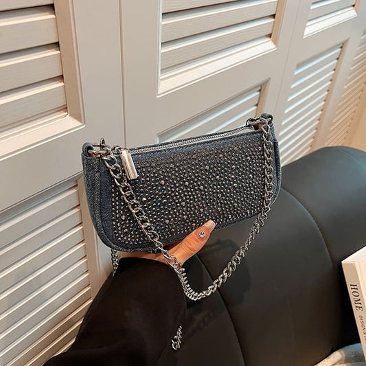 Rhinestone Denim Evening Clutch