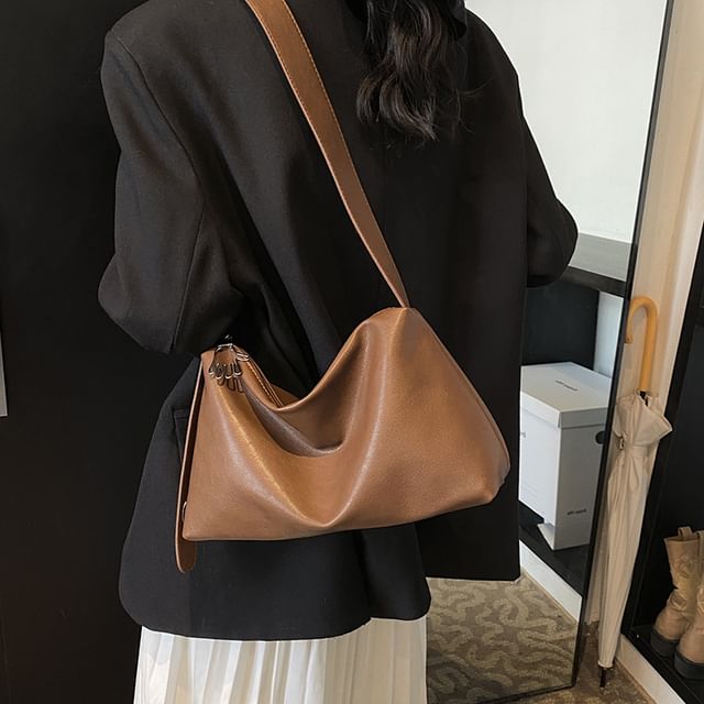 Faux Plain Bag Shoulder Leather