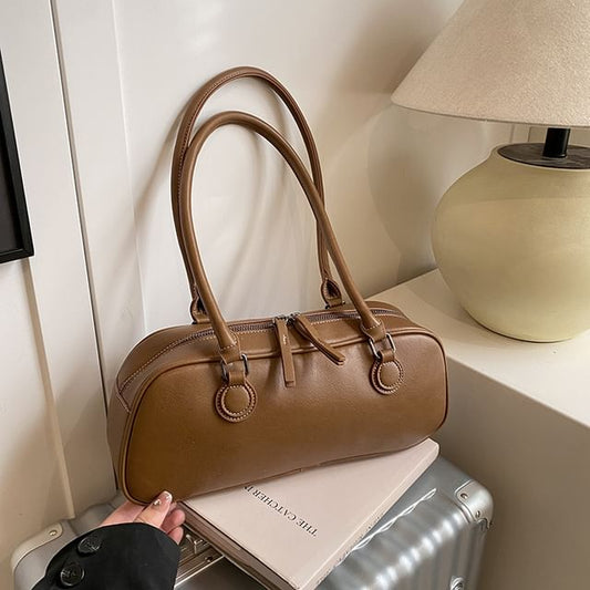 Faux Shoulder Leather Bag Plain