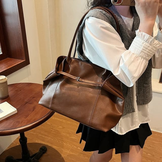 Leather Bag Plain Faux Tote