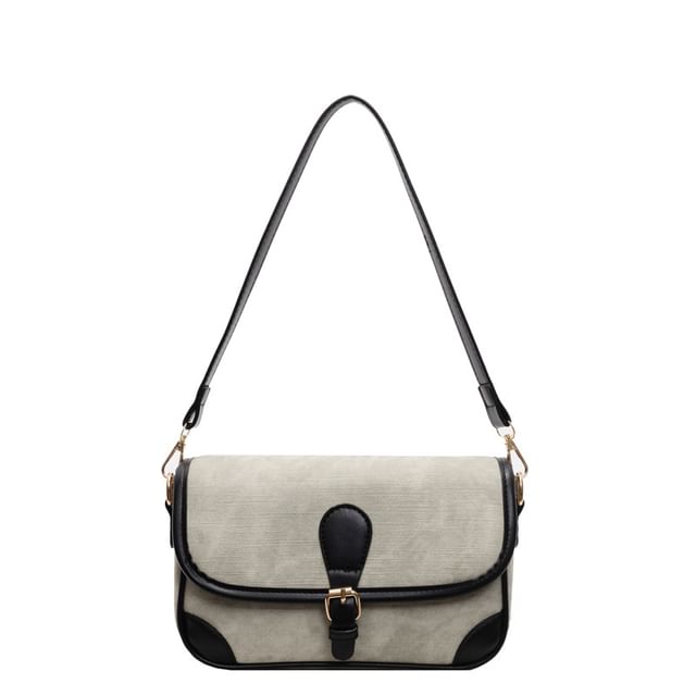 Contrast Piping Faux Leather Crossbody Bag