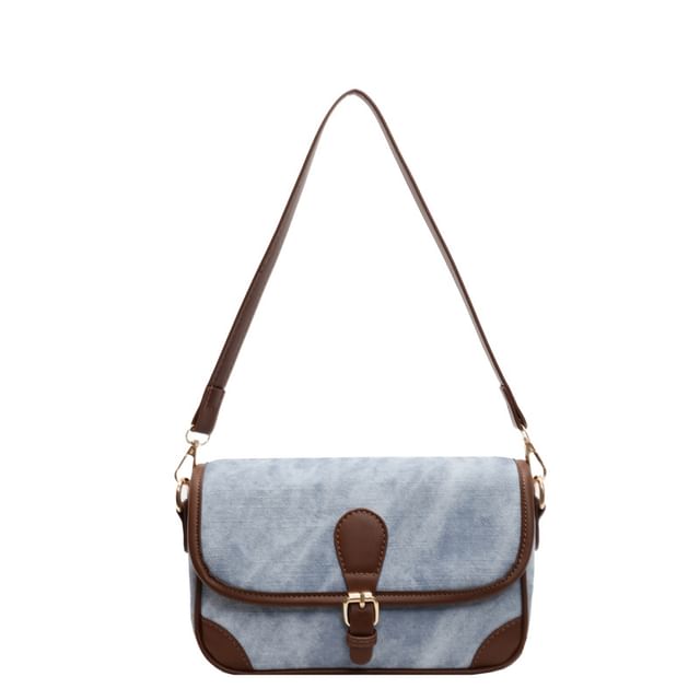 Contrast Piping Faux Leather Crossbody Bag