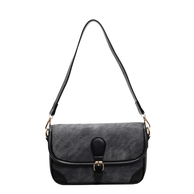Contrast Piping Faux Leather Crossbody Bag