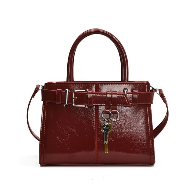 Buckle Leather Crossbody Faux Bag