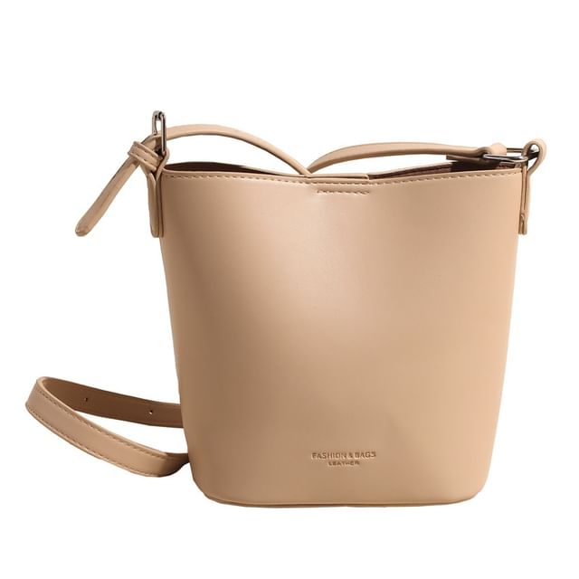 Plain Faux Bucket Bag Leather
