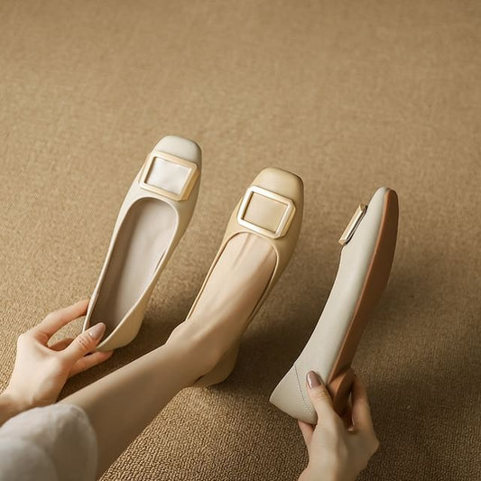 Buckled Flats Square-Toe