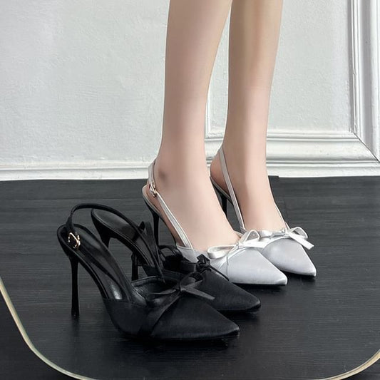 Slingback Pumps Bow Heel Stiletto