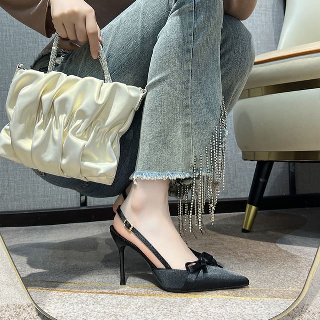 Slingback Pumps Bow Heel Stiletto