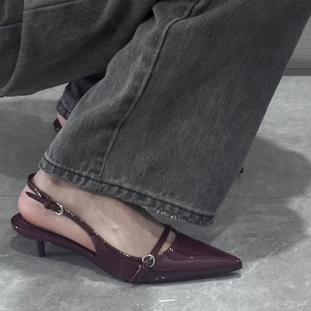 Heel Stiletto Low Buckle Pumps