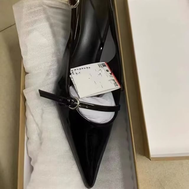 Heel Stiletto Low Buckle Pumps