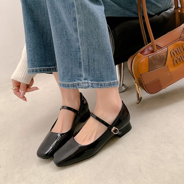 Shoes Chunky Jane Square Toe Mary Heel