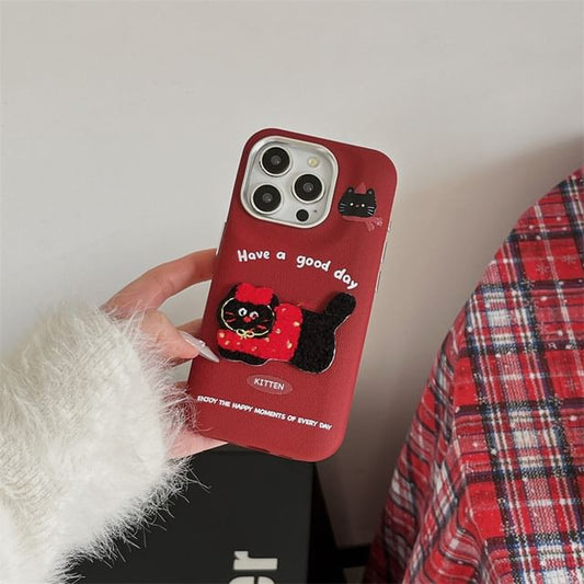 Embroidered Cat Phone Case