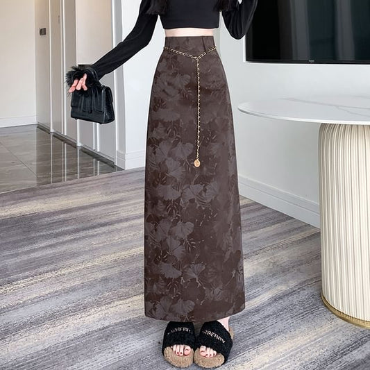 High Rise Midi Skirt A-Line Floral