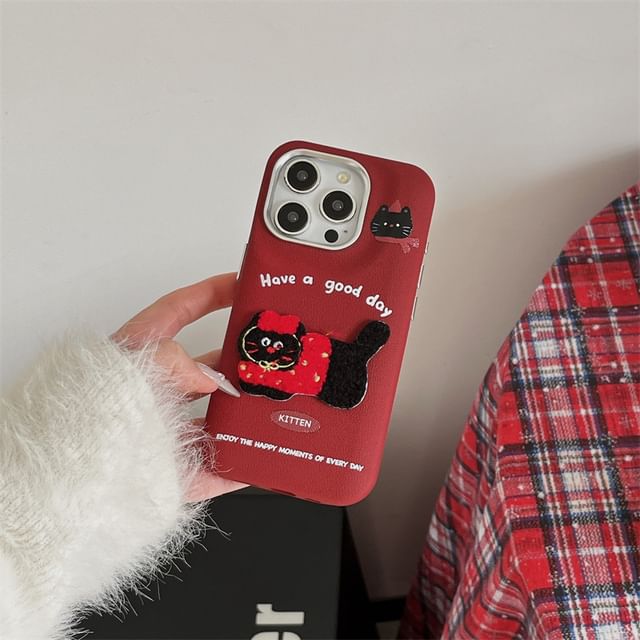 Embroidered Cat Phone Case
