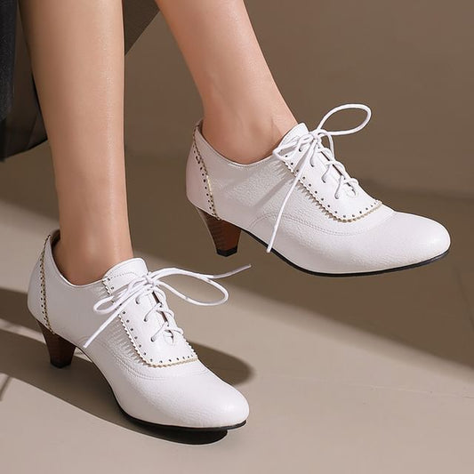 Lace-Up Shoes Brogue Plain Heel Low
