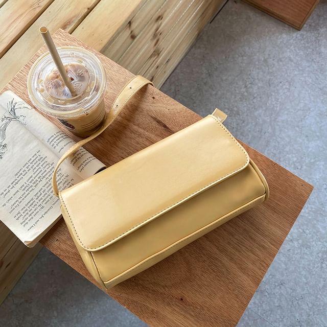 Crossbody Bag Faux Flap Leather Plain