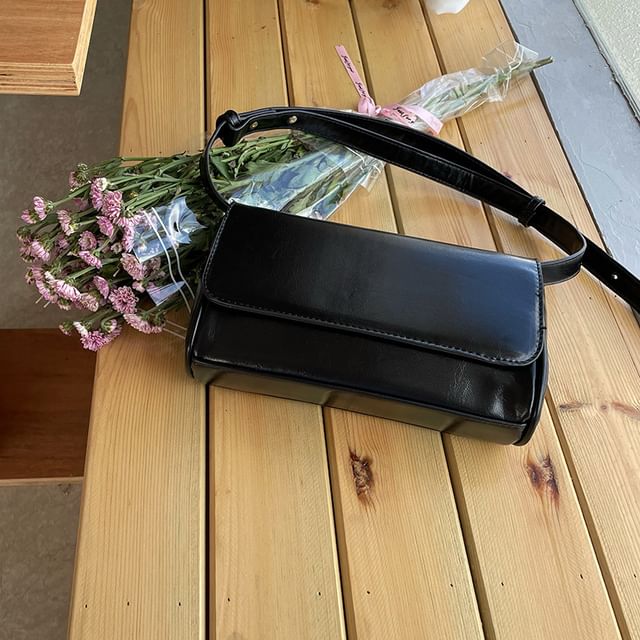 Crossbody Bag Faux Flap Leather Plain